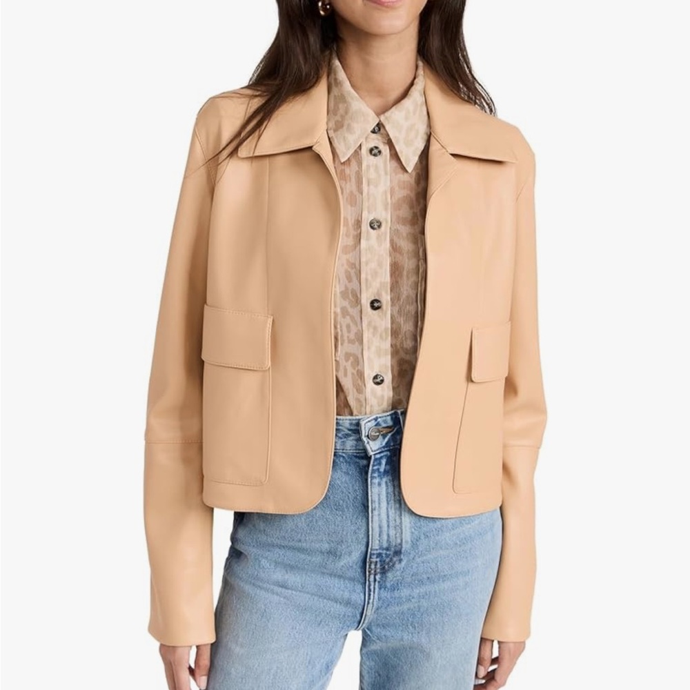 Alexis Tan Leather Peri Jacket, S, NWOT